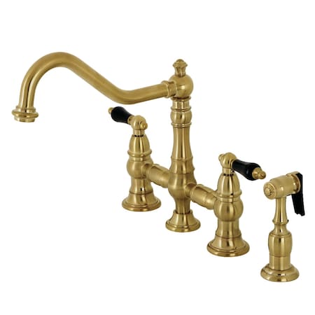 Kingston Brass KS3277PKLBS Duchess Bridge Kitchen Faucet W/Brass Sprayer, Brass KS3277PKLBS